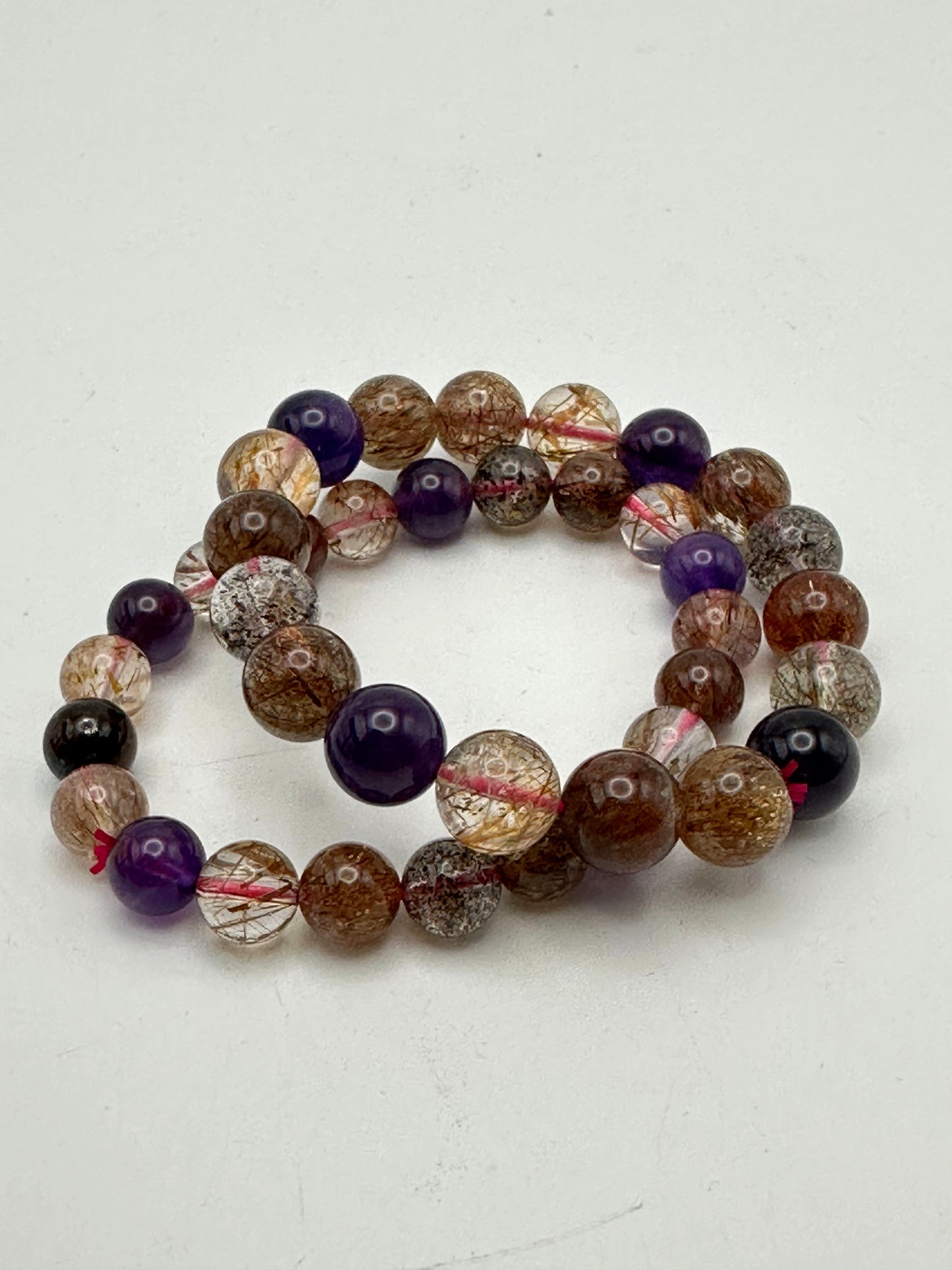 Bracelet- Amethyst&Rutilated Quartz - Free Shipping