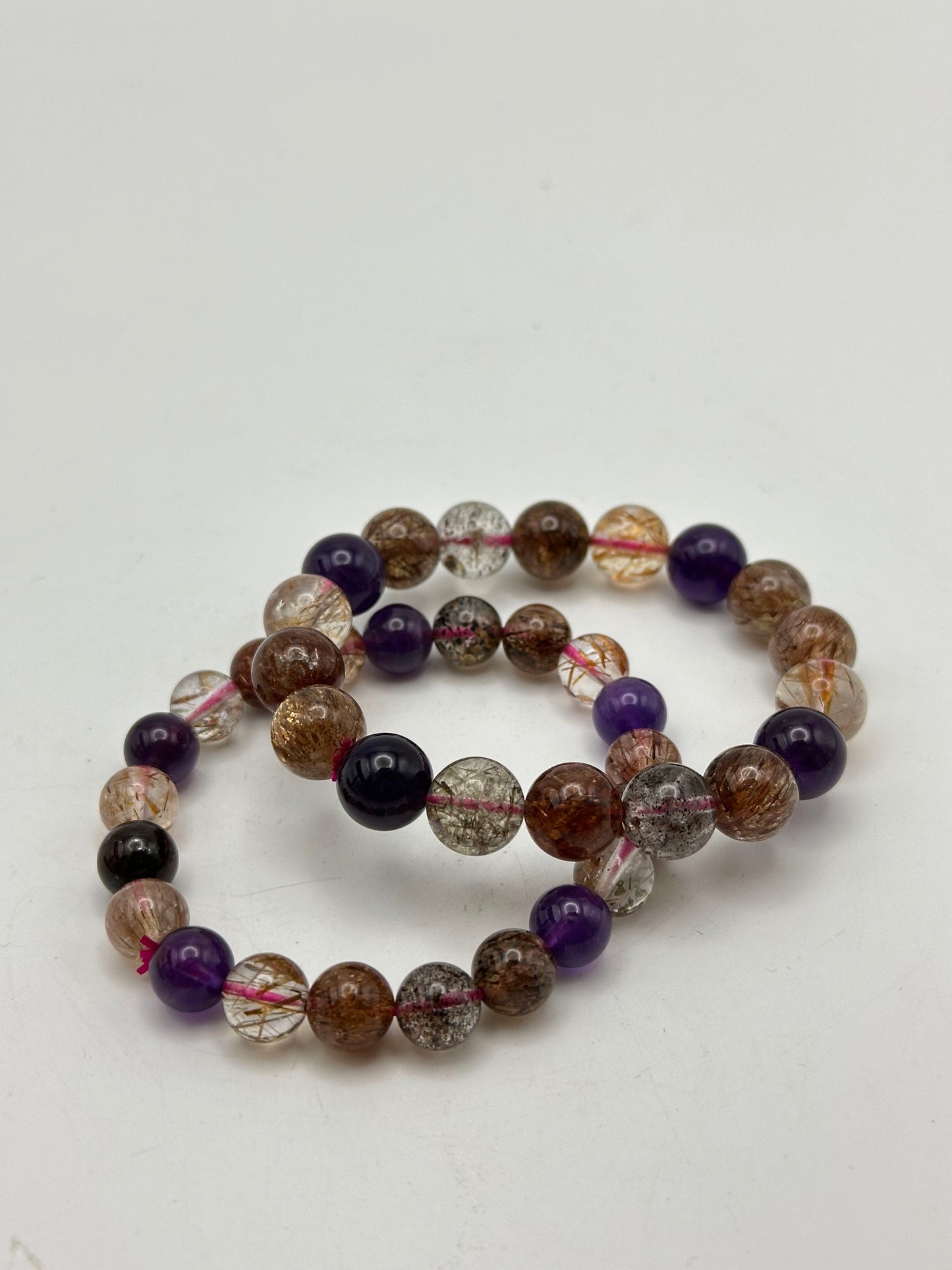 Bracelet- Amethyst&Rutilated Quartz - Free Shipping