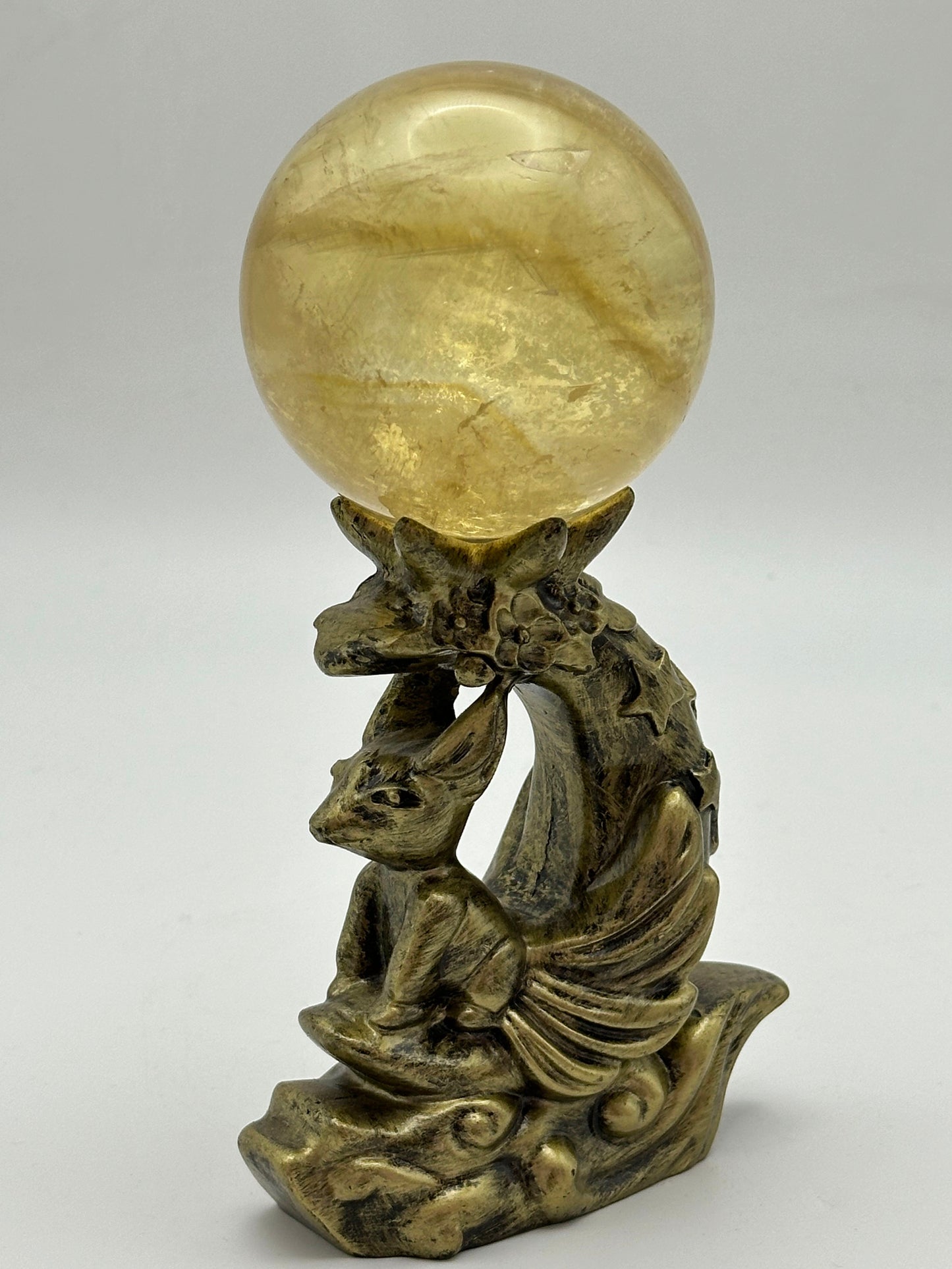 Sphere Holder - Gold Nine Tailed Fox Holder - Free Shipping