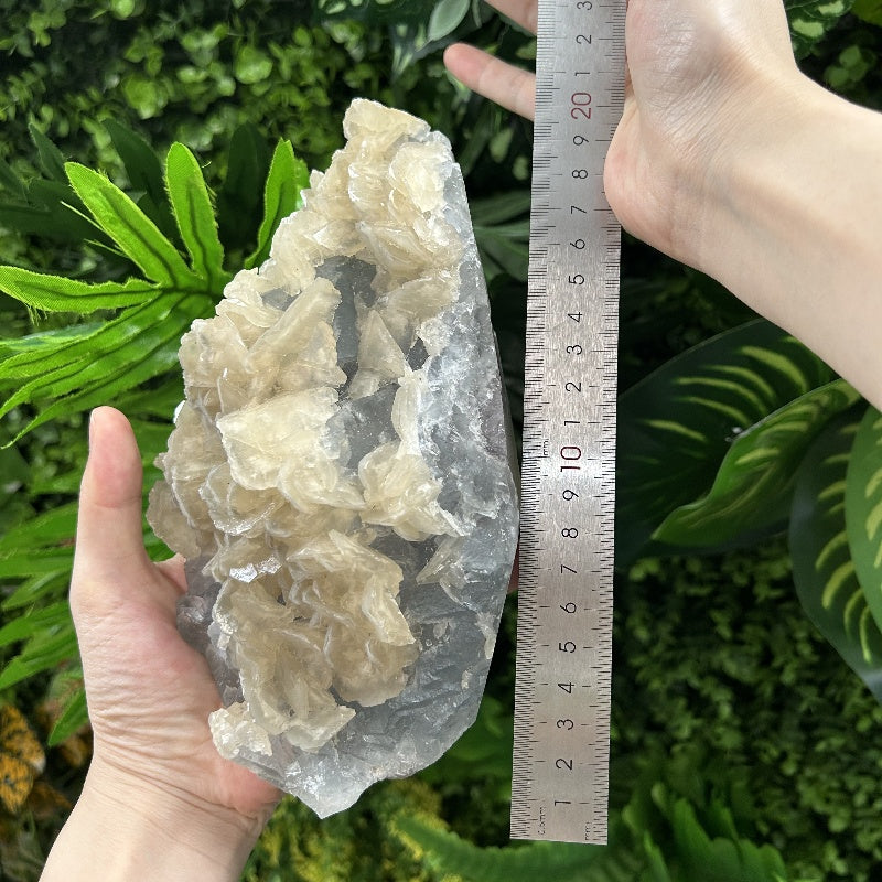 N0.3 Blue Fluorite With Calcite Flower