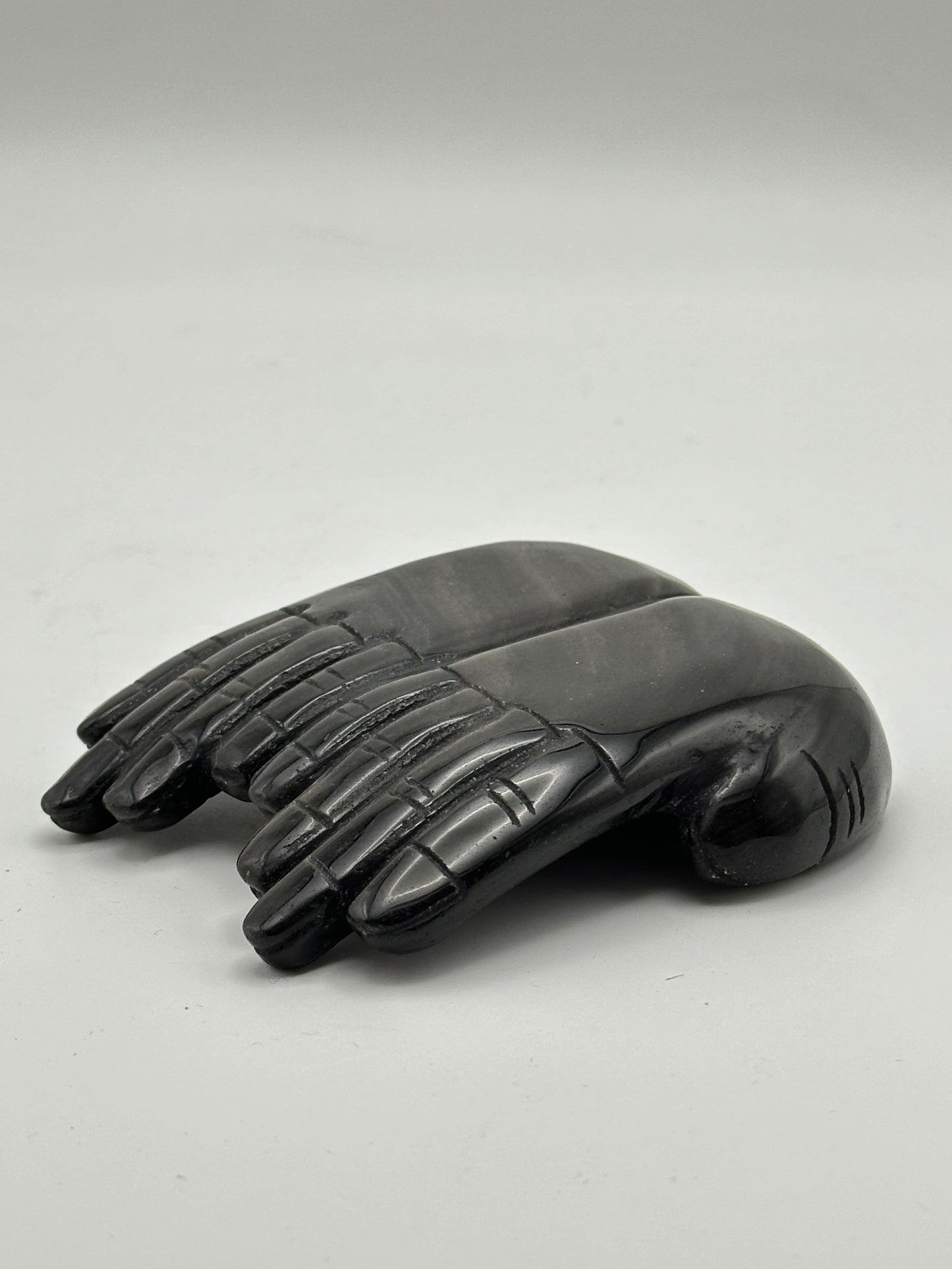 Praying Hand Bowl- Silver Obsidian - Free Shipping