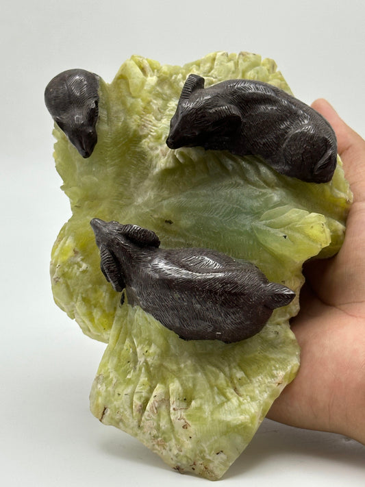 [Limited Stock] Carving - Lemon Jade Goats - Free Shipping