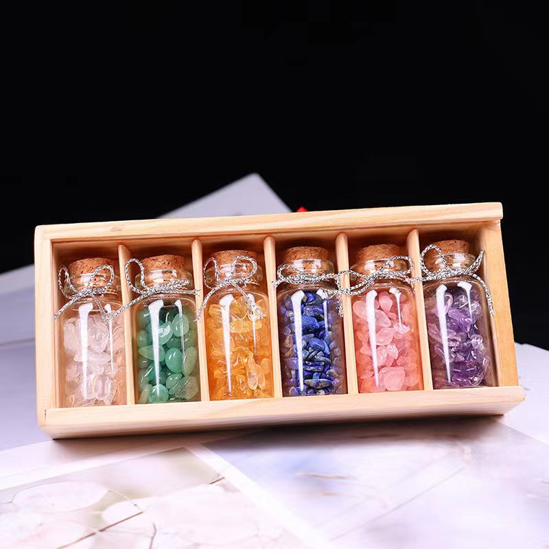 [BLESSING DEAL - 90% OFF] Crystal Healing Wishing Bottle Set - Wooden Case INCLUDED