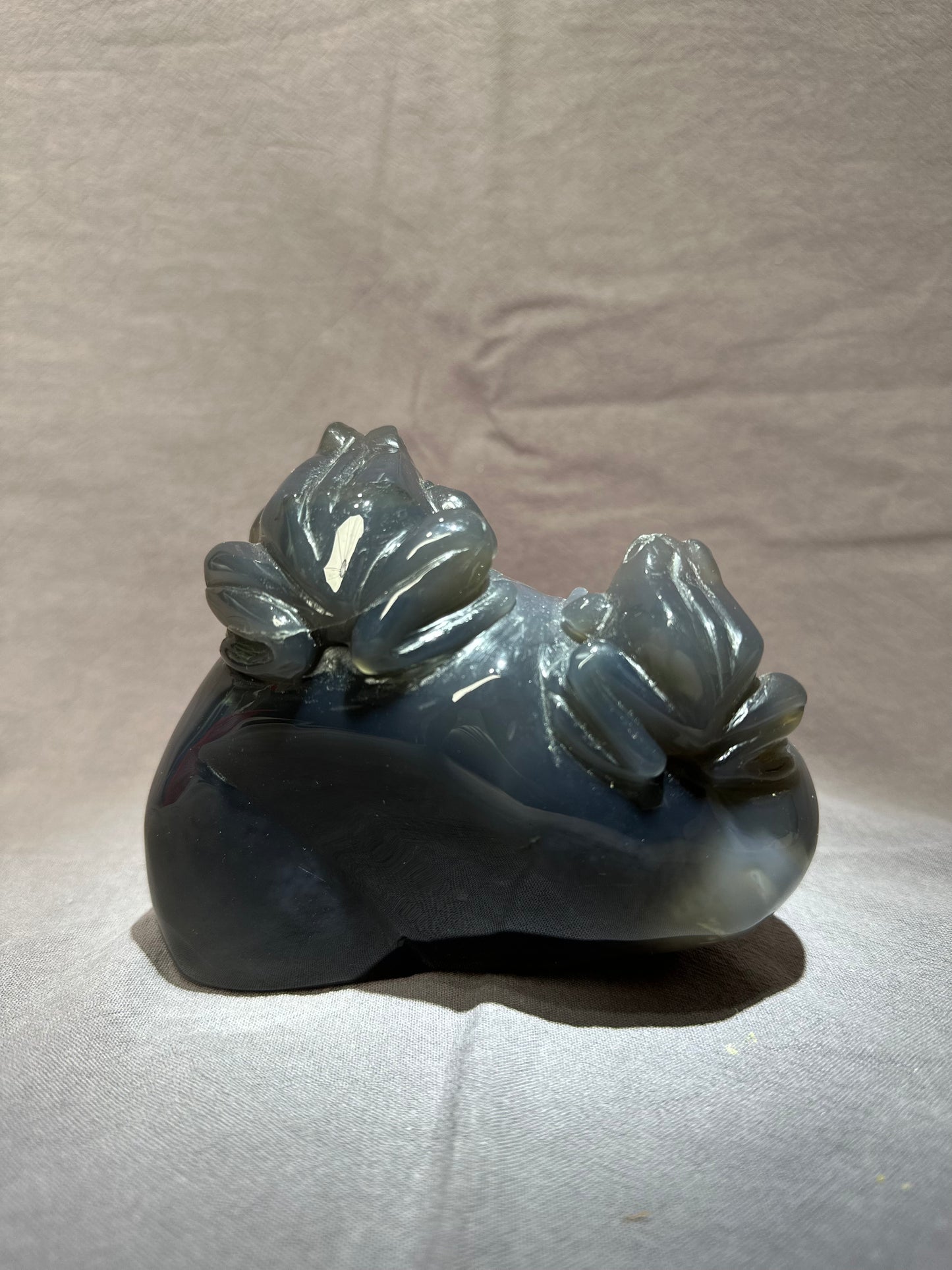 [Limited Stock]  Twin Frogs on Druzy Agate Base - Druzy Orca Agate - Free Shipping