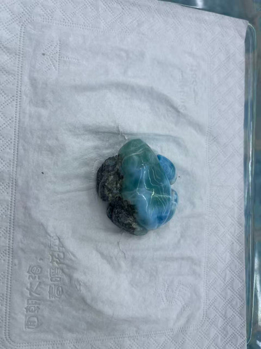 Larimar Carving-Frog shape-#Link for Amigo#